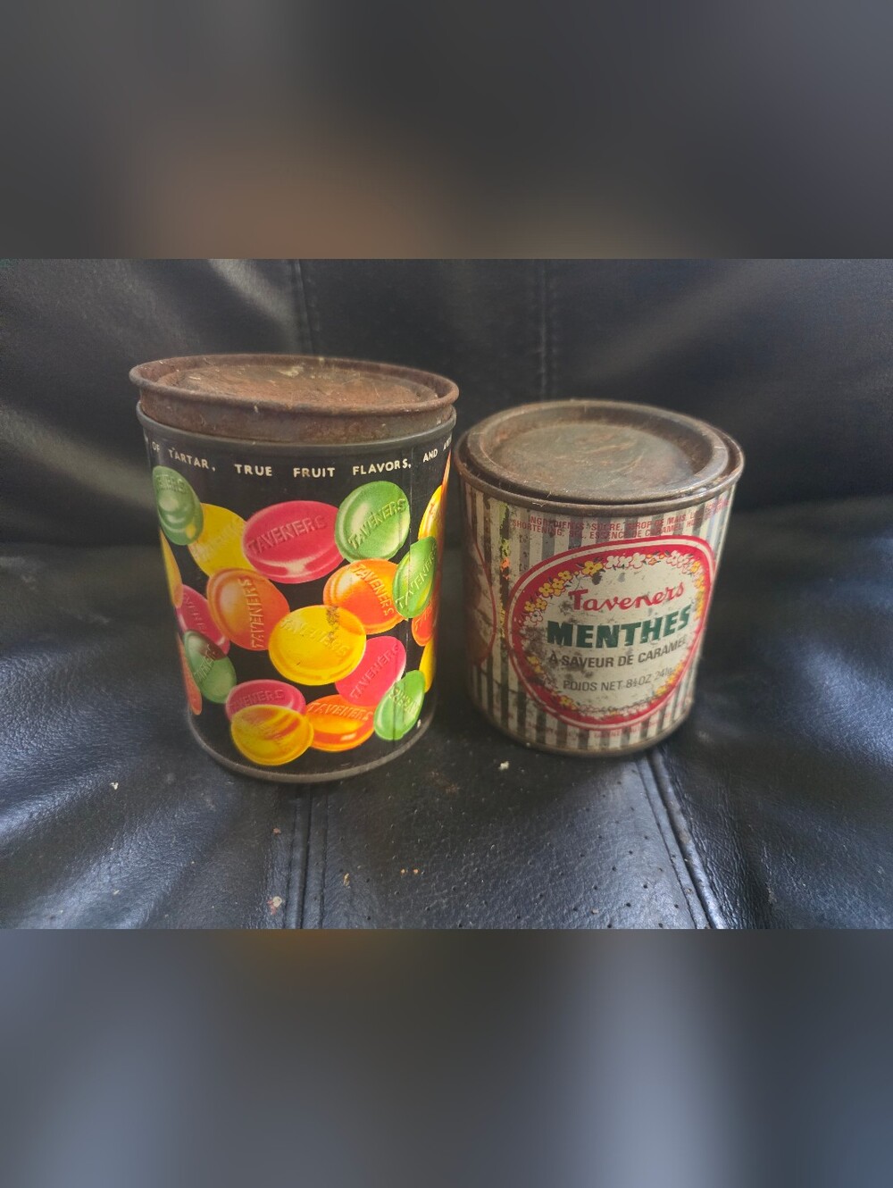 VINTAGE OLDE ENGLISH TAVENER DROPS LOT Of 2 EMPTY STORAGE TINs